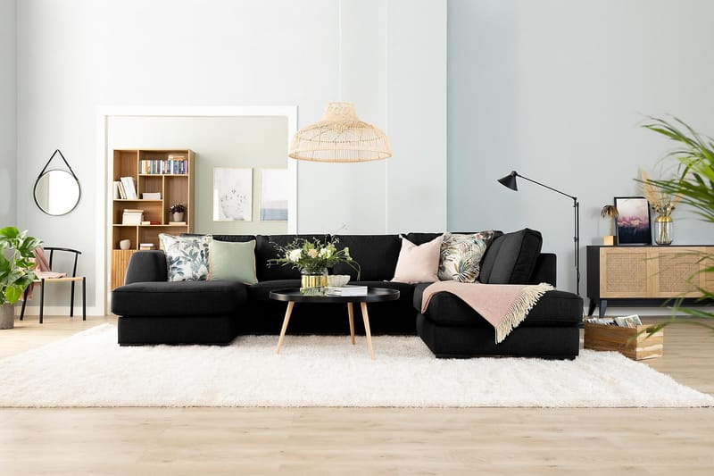 Optus Stor Hjørnesofa med Divan Vendbar 348 cm Bred - Mørk / Sort - Møbler - Sofaer - Hjørnesofa - Hjørnesofa med chaiselong