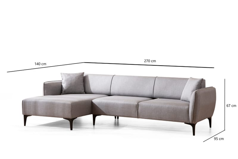 Rossland Chaiselongsofa 3-personers - Grå - Møbler - Sofaer - Hjørnesofa