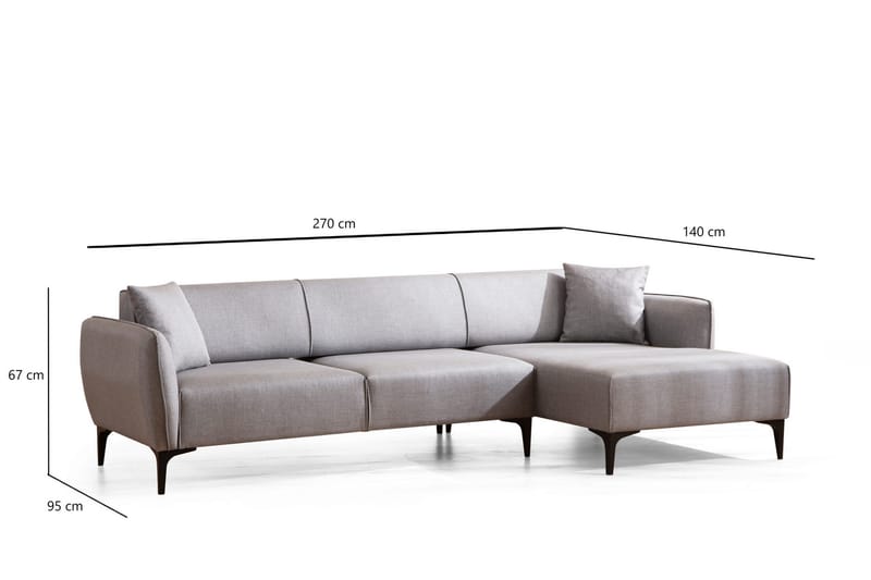 Rossland Chaiselongsofa 3-personers - Grå - Møbler - Sofaer - Hjørnesofa