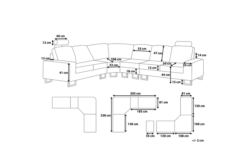 Stockholm Hjørnesofa 293 cm - Grå - Møbler - Sofaer - Hjørnesofa