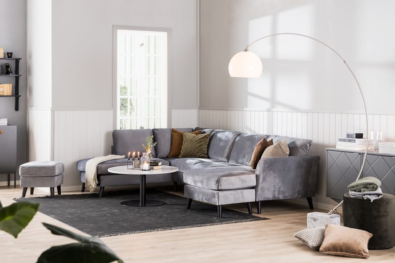 Trend Hjørnesofa med Chaiselong Højre Velour - Lysegrå - Møbler - Sofaer - Hjørnesofa