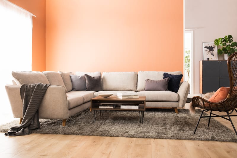 Trend Stor Luksus Hjørnesofa Vendbar L-formet - Beige / Eg - Møbler - Sofaer - Hjørnesofa