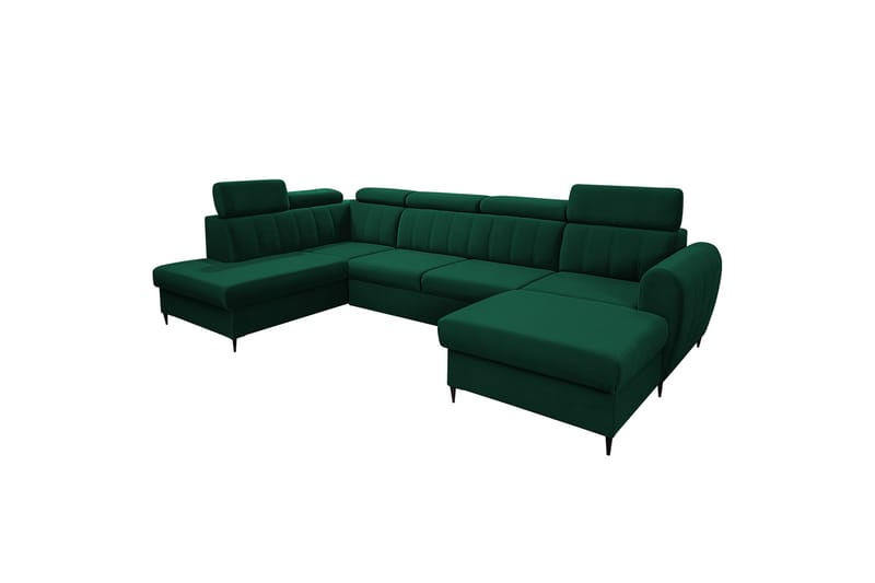 Hoffman Sofa med Chaiselong og Divan 4-personers - Grøn - Møbler - Sofaer - U Sofa