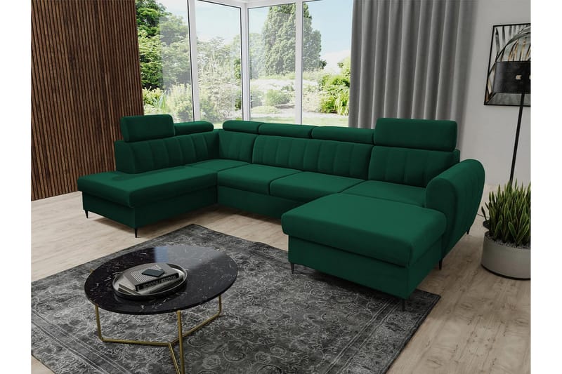 Hoffman Sofa med Chaiselong og Divan 4-personers - Grøn - Møbler - Sofaer - U Sofa