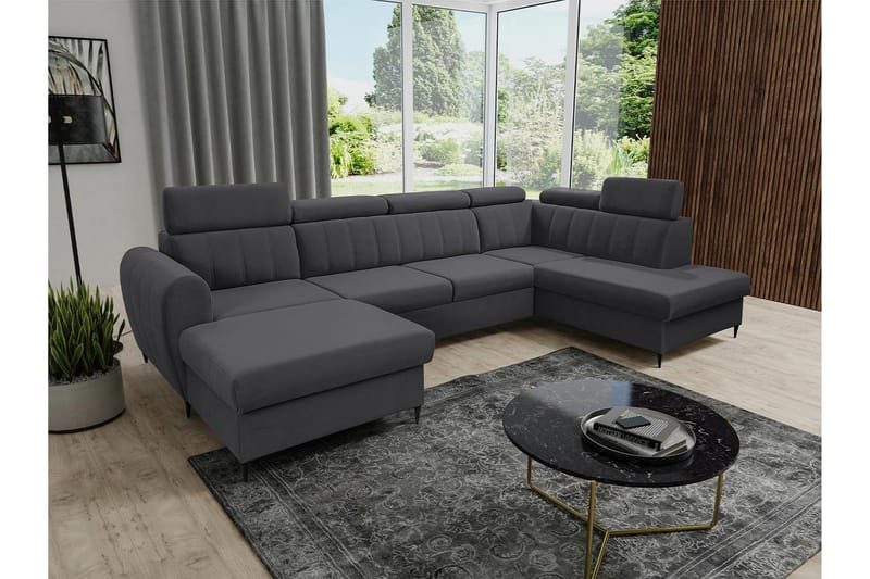 Hoffman Sofa med Chaiselong og Divan 4-personers - Mørk grå - Møbler - Sofaer - U Sofa