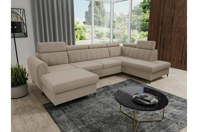 Hoffman Sofa med Chaiselong og Divan 4-personers - Beige - Møbler - Sofaer - U Sofa