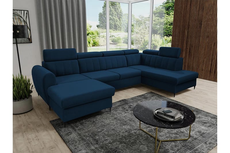 Hoffman Sofa med Chaiselong og Divan 4-personers - Blå - Møbler - Sofaer - U Sofa