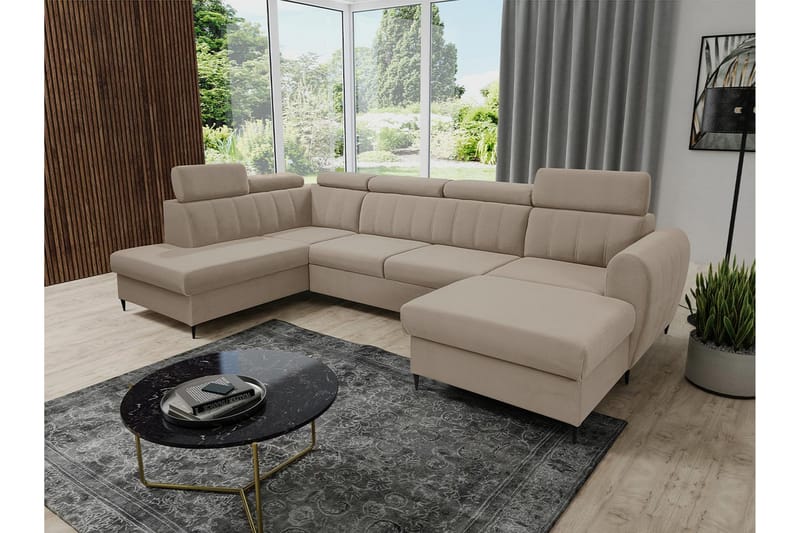 Hoffman Sofa med Chaiselong og Divan 4-personers - Beige - Møbler - Sofaer - U Sofa