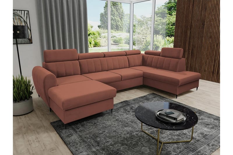 Hoffman Sofa med Chaiselong og Divan 4-personers - Kobber - Møbler - Sofaer - U Sofa