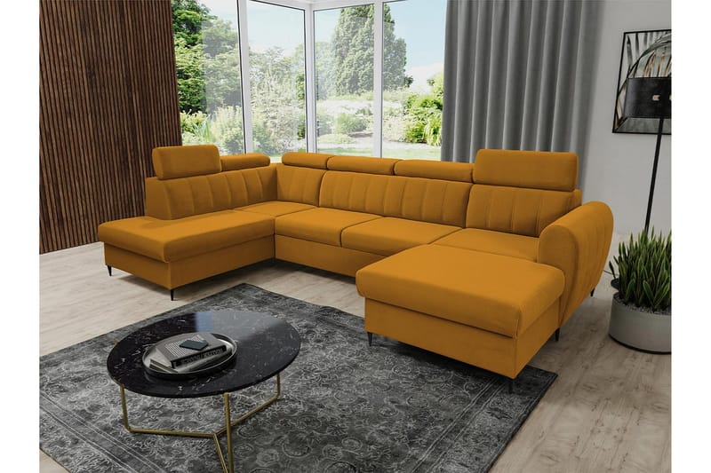 Hoffman Sofa med Chaiselong og Divan 4-personers - Gul - Møbler - Sofaer - U Sofa