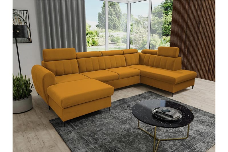 Hoffman Sofa med Chaiselong og Divan 4-personers - Gul - Møbler - Sofaer - U Sofa