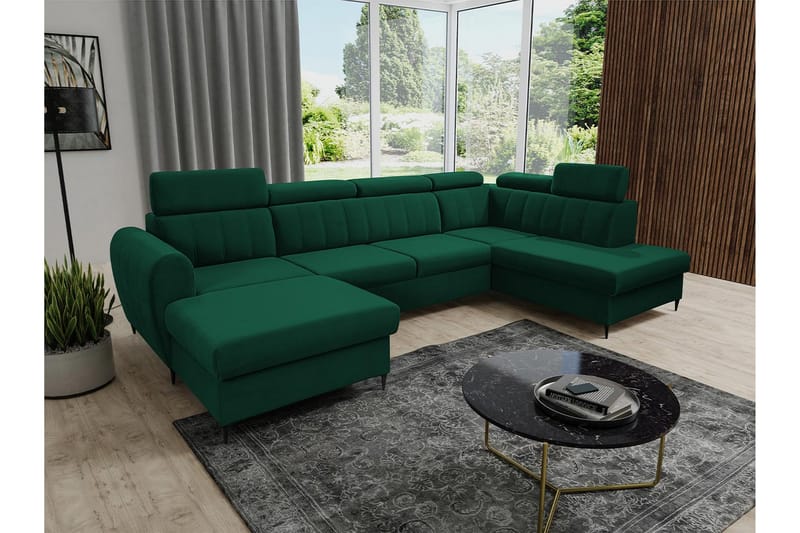 Hoffman Sofa med Chaiselong og Divan 4-personers - Grøn - Møbler - Sofaer - U Sofa