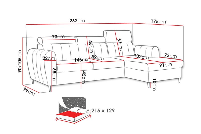 Hoffman Sofa med Divan 3-seter - Beige - Møbler - Sofaer - Sofa med chaiselong