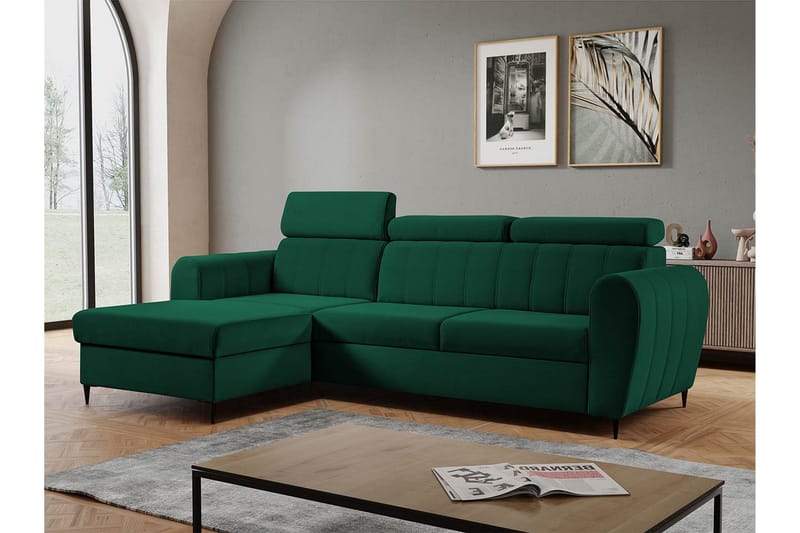 Hoffman Sofa med Divan 3-seter - Grøn - Møbler - Sofaer - Sofa med chaiselong