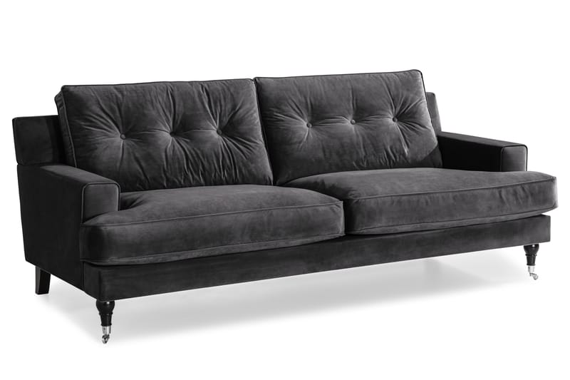 Dalby 3-personers Sofa Velour - Mørkegrå - Møbler - Sofaer - Howard sofa