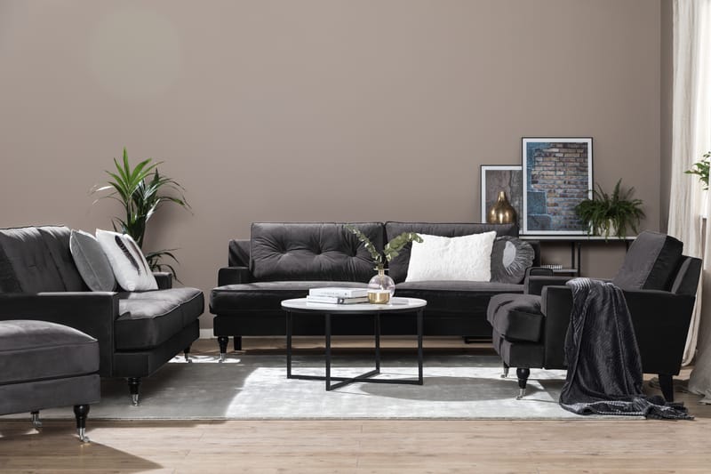 Dalby 3-personers Sofa Velour - Mørkegrå - Møbler - Sofaer - Howard sofa