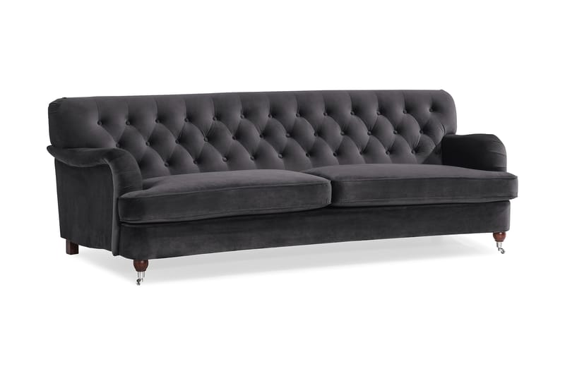 Howard Riviera Svajet 3-pers Sofa Velour - Mørkegrå - Møbler - Sofaer - Howard sofa