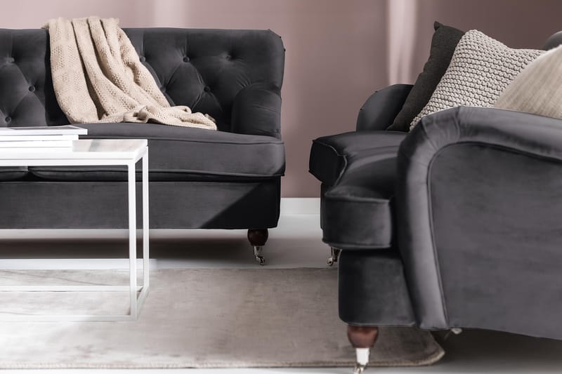 Howard Riviera Svajet 3-pers Sofa Velour - Mørkegrå - Møbler - Sofaer - Howard sofa