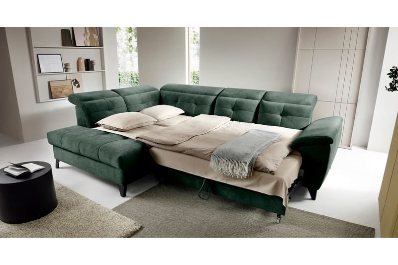 Inferne 5-personers Sofa med Chaiselong - Mørkegrøn - Møbler - Sofaer - Sofa med chaiselong