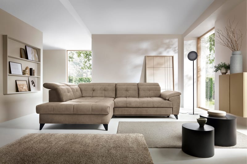 Inferne 5-personers Sofa med Chaiselong - Mørk beige - Møbler - Sofaer - Sofa med chaiselong