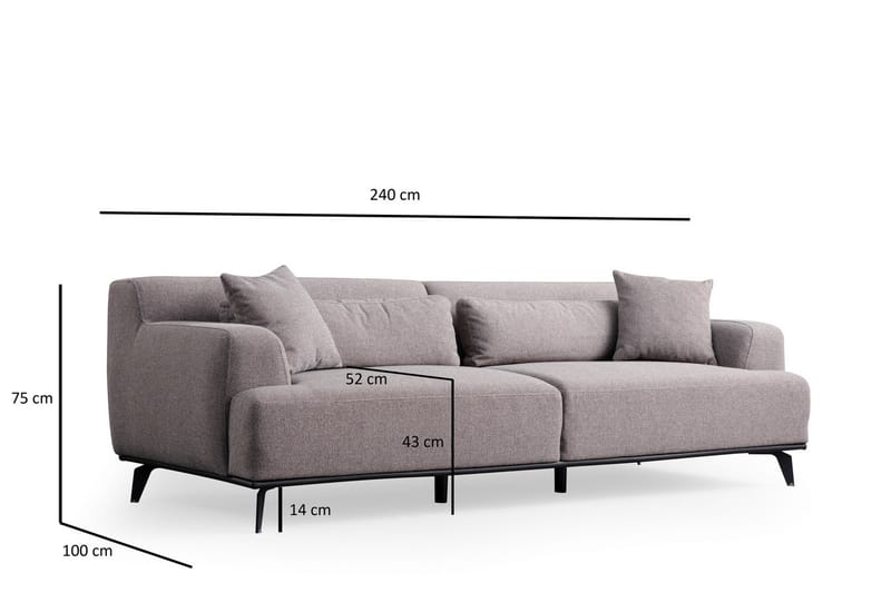 Jaguar 3-personers Sofa - Brun/Grå - Møbler - Sofaer - 3 personers sofa