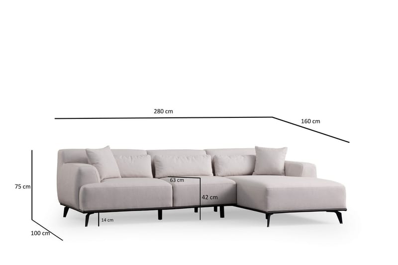 Jaguar 4-personers Sofa med Chaiselong - Hvid - Møbler - Sofaer - Sofa med chaiselong