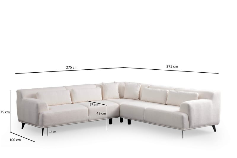 Jaguar 4-personers Sofa med Chaiselong - Hvid - Møbler - Sofaer - Sofa med chaiselong