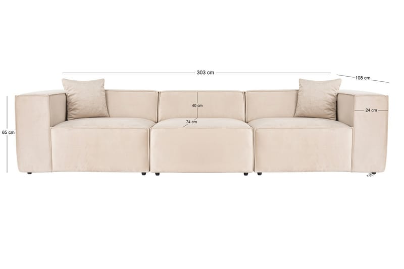 Kaolins Sofa 3-personers - Creme - Møbler - Sofaer - 3 personers sofa