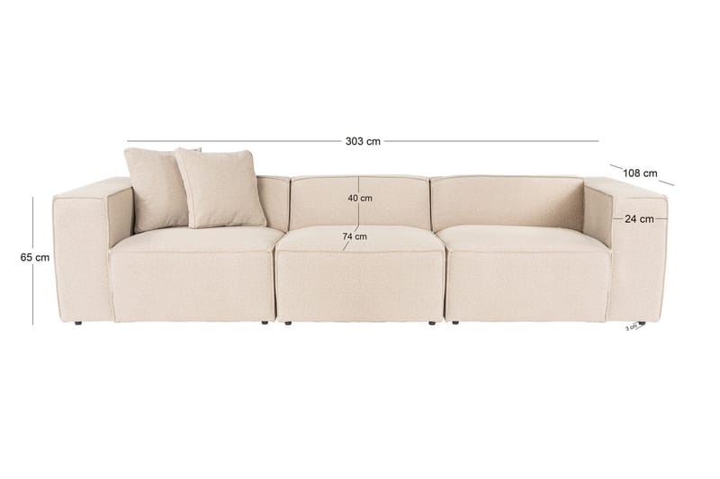 Kaolins Sofa 3-personers - Fersken - Møbler - Sofaer - 3 personers sofa