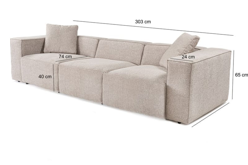 Kaolins Sofa 3-personers - Mokka - Møbler - Sofaer - 3 personers sofa