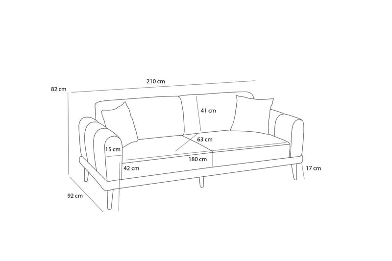 Khambalia 3-personers Sofa - Grå - Møbler - Sofaer - 3 personers sofa