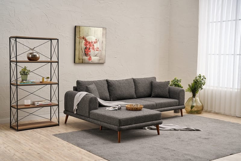 Khambalia 4-personers Sofa med Chaiselong - Antracit - Møbler - Sofaer - Sofa med chaiselong