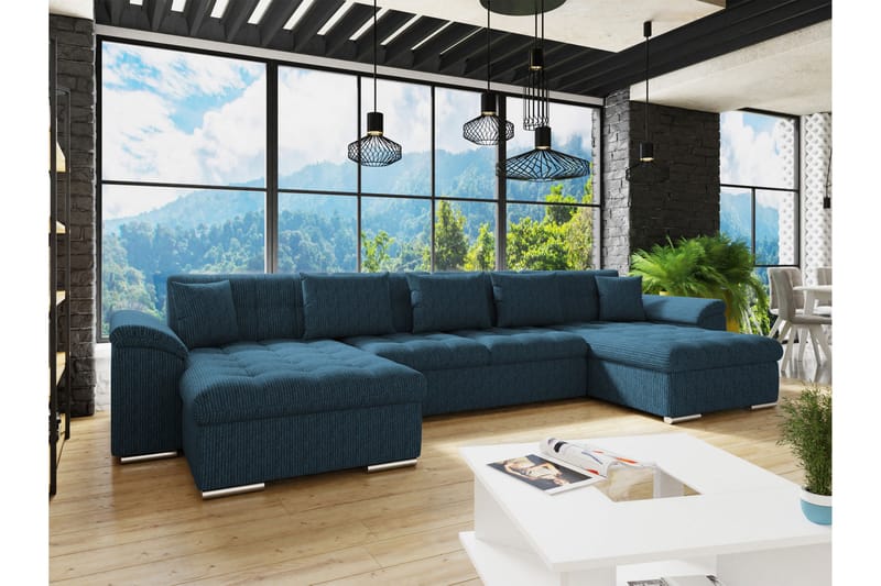 Kinzer Sofa Dobbeldivan 5-seter - Blå - Møbler - Sofaer - U Sofa