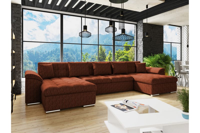 Kinzer Sofa Dobbeldivan 5-seter - Brun - Møbler - Sofaer - U Sofa