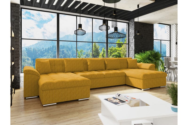 Kinzer Sofa Dobbeldivan 5-seter - Gul - Møbler - Sofaer - U Sofa