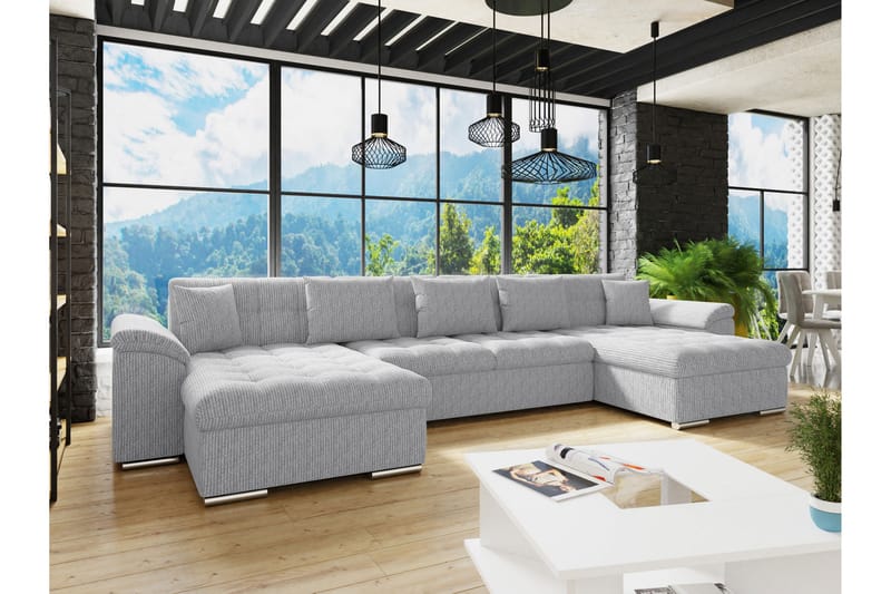 Kinzer Sofa Dobbeldivan 5-seter - Lys grå - Møbler - Sofaer - U Sofa