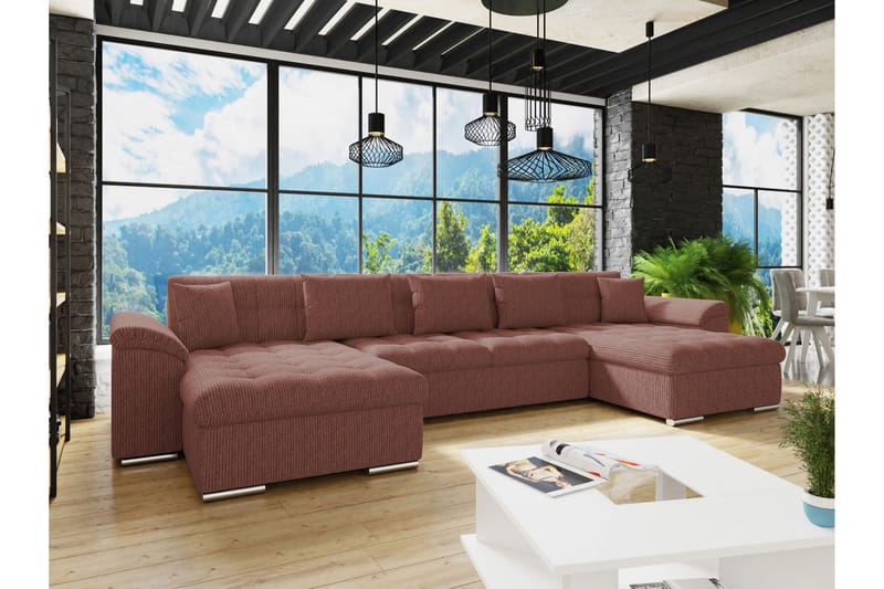 Kinzer Sofa Dobbeldivan 5-seter - Rosa - Møbler - Sofaer - U Sofa