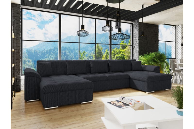 Kinzer Sofa Dobbeldivan 5-seter - Sort - Møbler - Sofaer - U Sofa