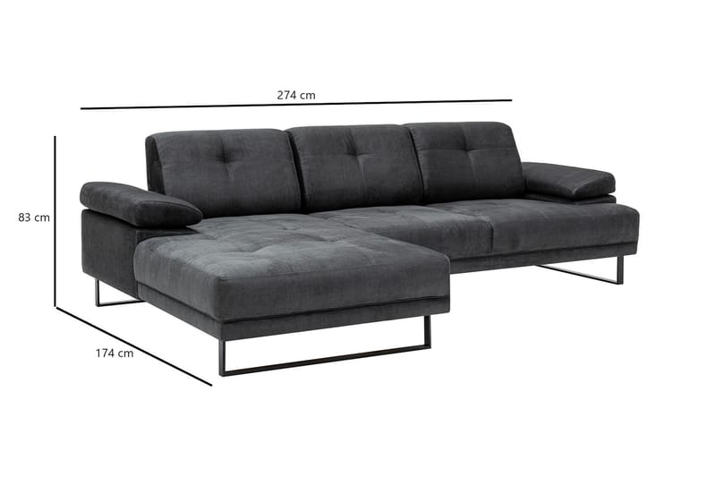 Kitimat Chaiselongsofa 3-personers - Antracit - Møbler - Sofaer - Hjørnesofa