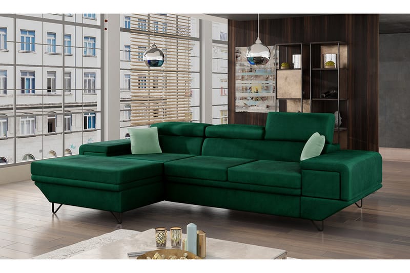 Kollekind Sofa med Divan 3-personers - Grøn - Møbler - Sofaer - Sofa med chaiselong