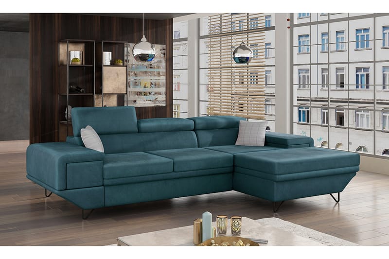 Kollekind Sofa med Divan 3-personers - Turkis/Lys grå - Møbler - Sofaer - Sofa med chaiselong