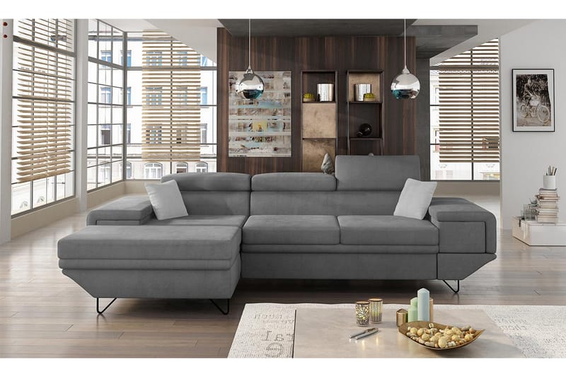 Kollekind Sofa med Divan 3-personers - Grå/Lys grå - Møbler - Sofaer - Sofa med chaiselong