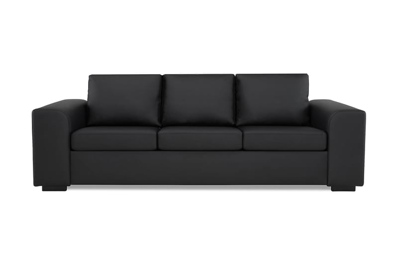 Link 3-pers Sofa Kunstlæder - Sort - Møbler - Sofaer - Lædersofaer