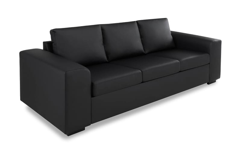 Link 3-pers Sofa Kunstlæder - Sort - Møbler - Sofaer - Lædersofaer