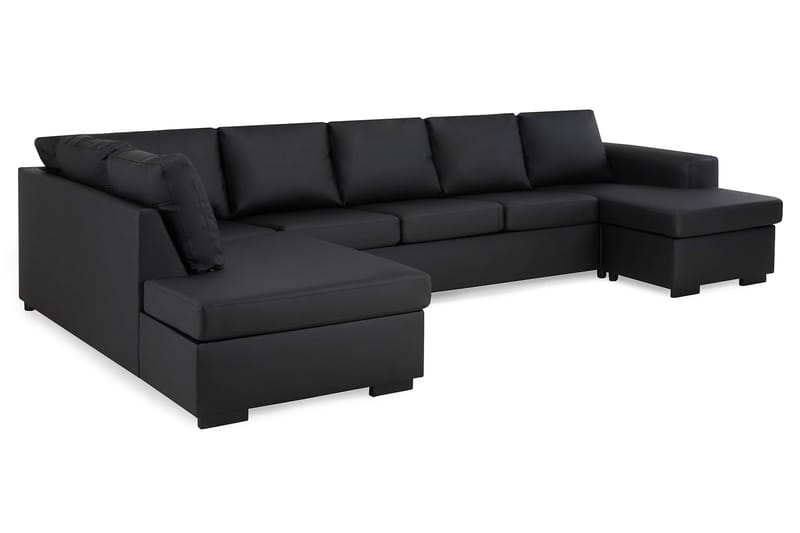 Link U-sofa XXL med Chaiselong Højre - Sort - Møbler - Sofaer - Lædersofaer