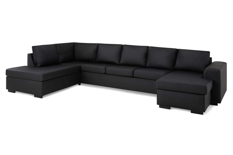 Link U-sofa XXL med Chaiselong Højre - Sort - Møbler - Sofaer - Lædersofaer