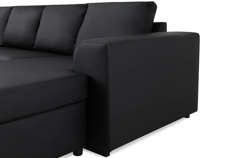 Link U-sofa XXL med Chaiselong Højre - Sort - Møbler - Sofaer - Lædersofaer