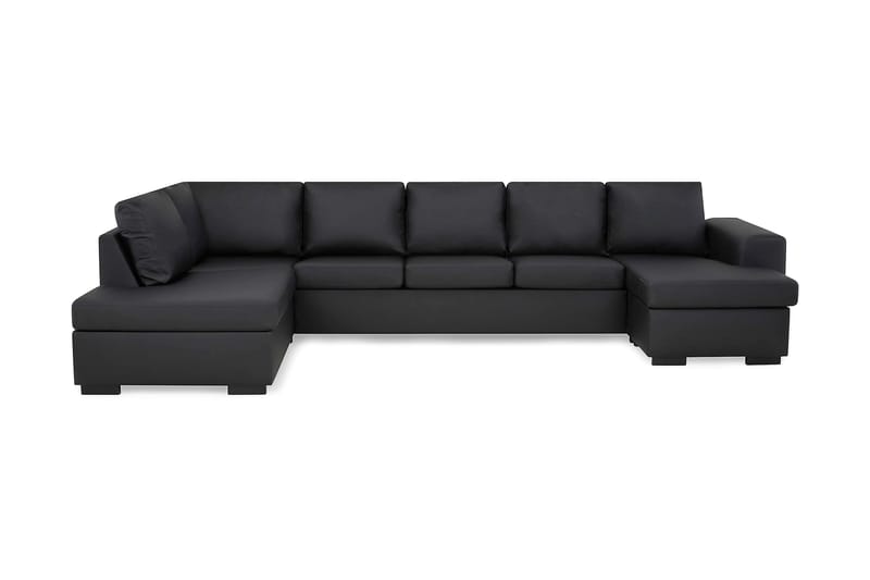 Link U-sofa XXL med Chaiselong Højre - Sort - Møbler - Sofaer - Lædersofaer