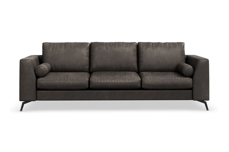 Ocean Luksus 4-personers Kunstlæder Sofa 252 cm Bred - Sort / Læder - Møbler - Sofaer - Lædersofaer