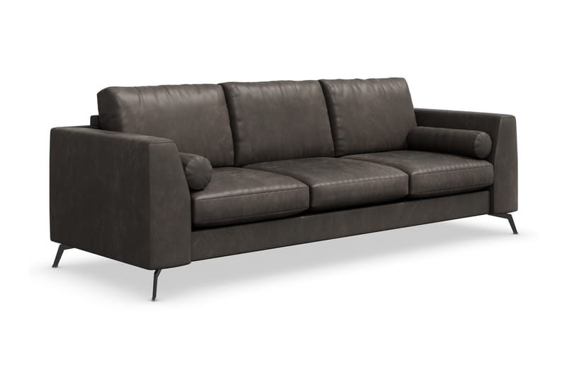 Ocean Luksus 4-personers Kunstlæder Sofa 252 cm Bred - Sort / Læder - Møbler - Sofaer - Lædersofaer